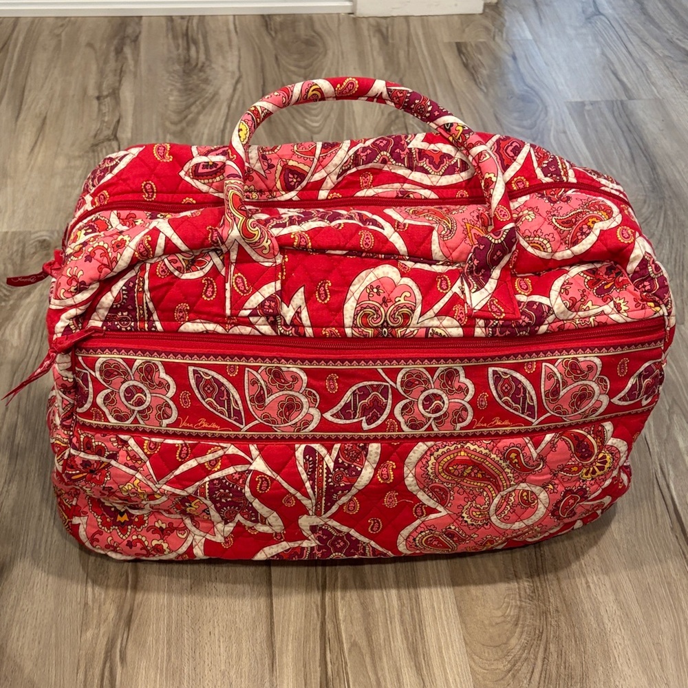Vera Bradley Red Paisley Quilted Travel Bag